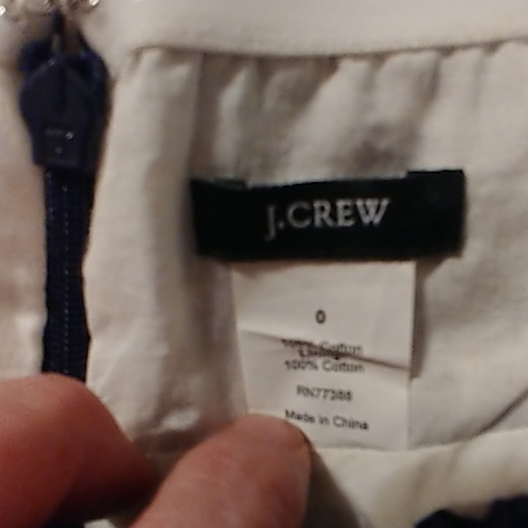 JCREW STRAPLESS NAVY WHITE ABSTRACT DRESS 0 - Picture 6 of 7